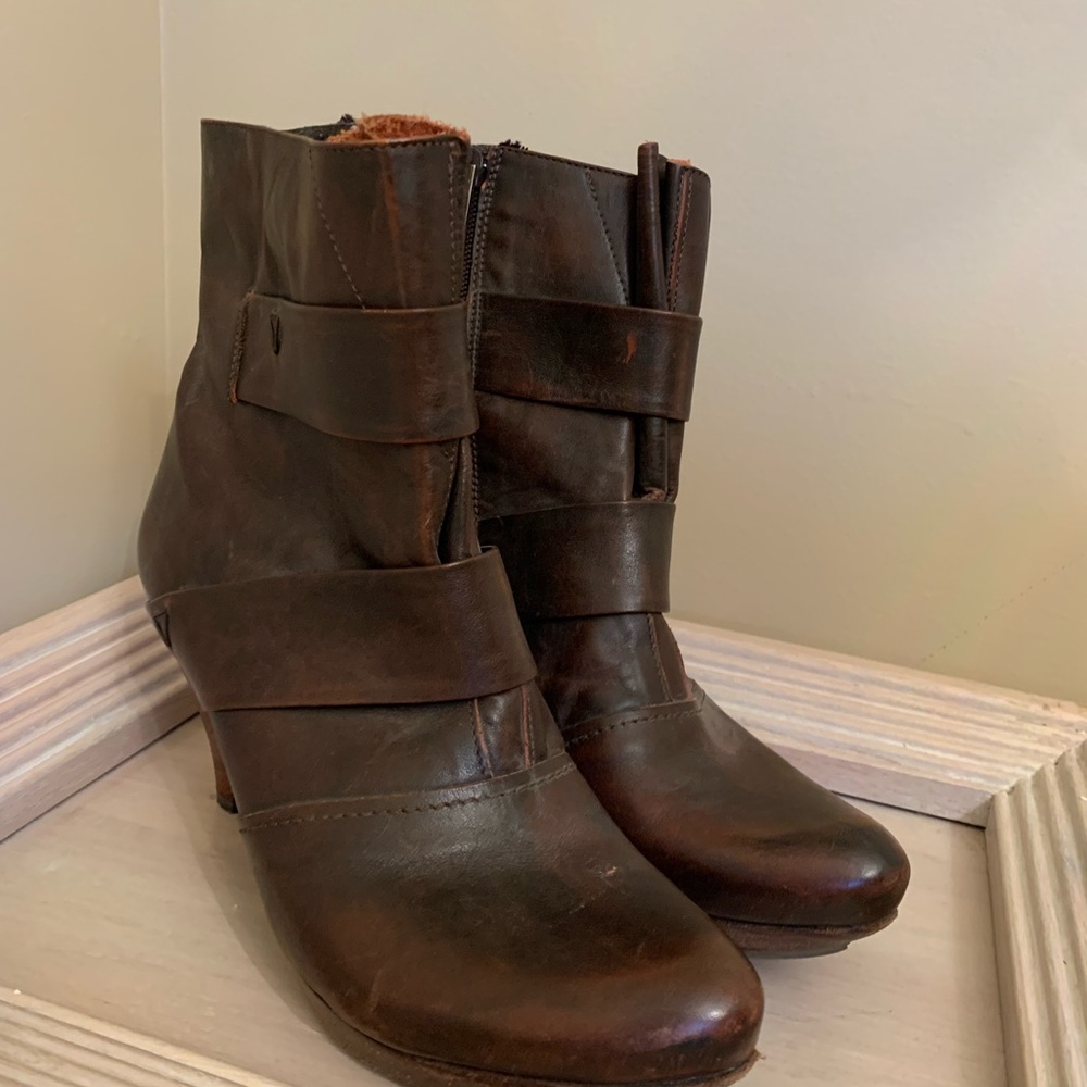 Chocolate Brown Ankle Booties with Buckle Details